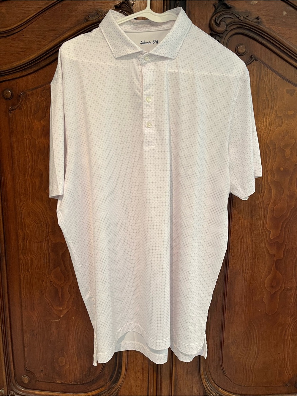 johnnie-O White Micro Medallion Performance Polo Shirt LG